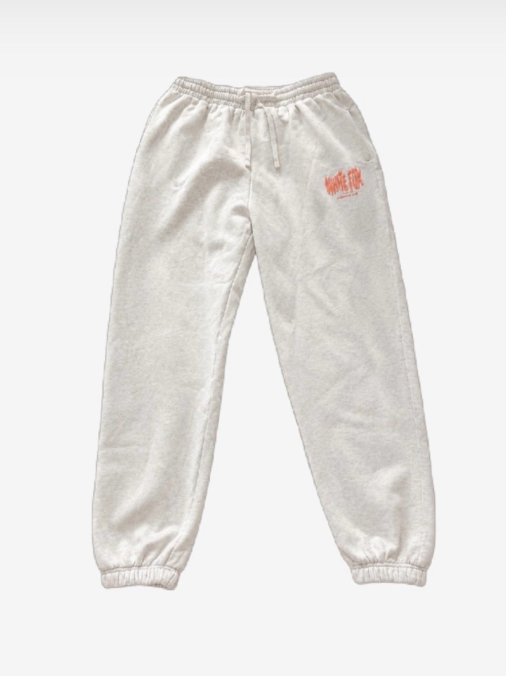 White Fox Boutique Cream Jogger Sweatpants with Coral Logo